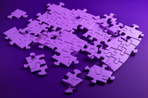 Purple Jigsaw puzzle with pieces that don't fit