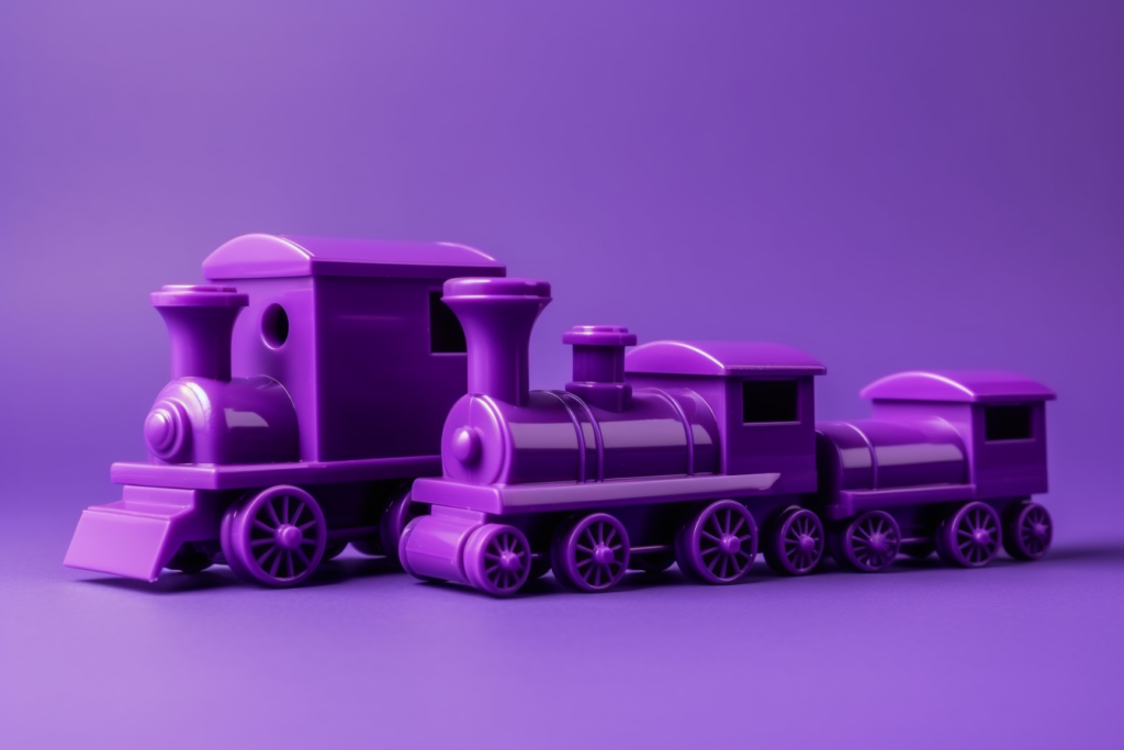Purple trains on a purple background