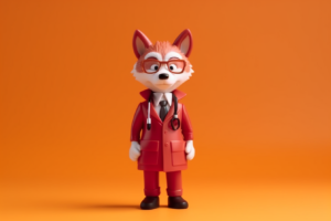 Toy fox psychologist orange background