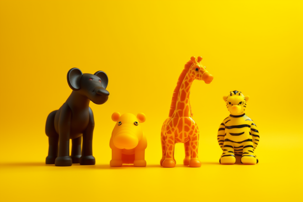Plastic toy animals where one looks different