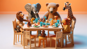 Hospitality Scene with Toy Animals