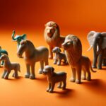 plastic toy animals on a vibrant orange background, each symbolizing different roles within a workplace setting